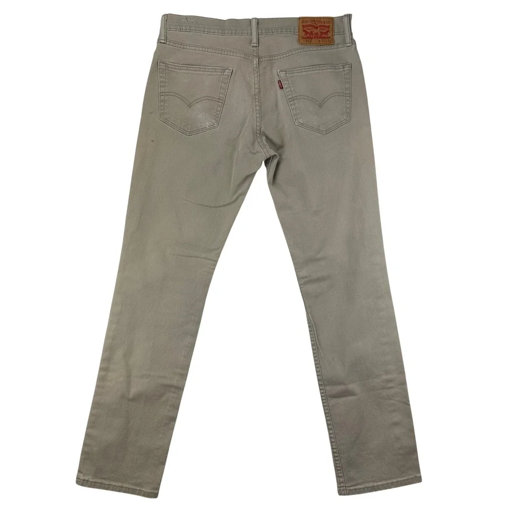 Levi Strauss Pants Mens 511 Slim 32x32 Khaki Tan Distressed Chino Cotton Stretch